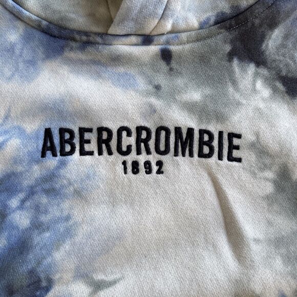 ABERCROMBIE AND FITCH BLUE TIE DYE HOODED SWEATSHIRT  SZ 15/16 - Picture 2 of 5